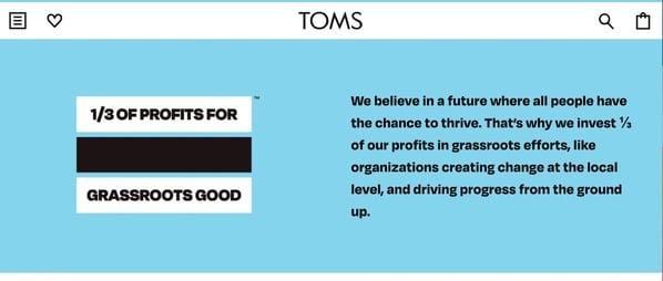 customer retention strategy example: TOMS